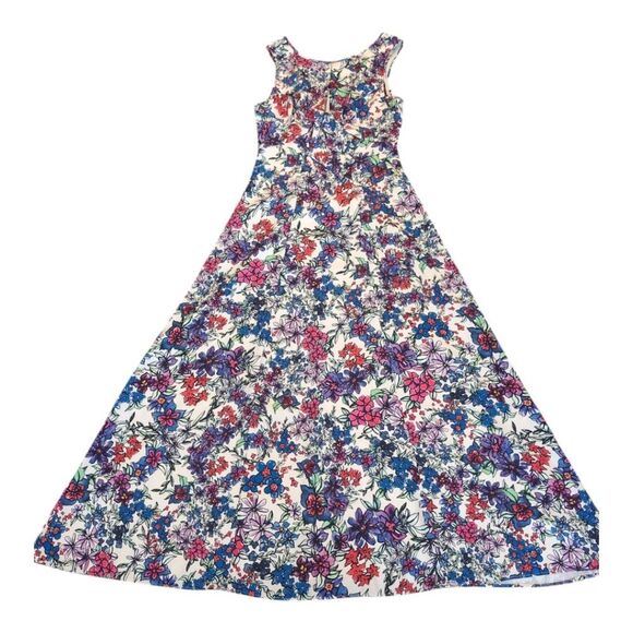 SCANLAN THEODORE Bow Watercolor Floral Maxi Dress VNECK back Size Small - Picture 12 of 13